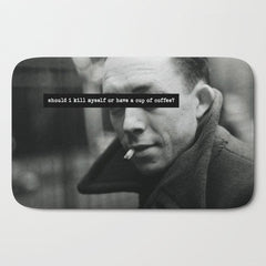 "Should I Kill Myself or Have a Cup of Coffee?" Albert Camus Quote Bath Mat