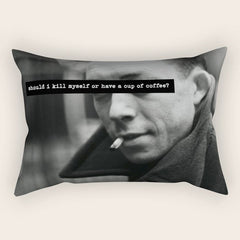 "Should I Kill Myself or Have a Cup of Coffee?" Albert Camus Quote Rectangular Pillow