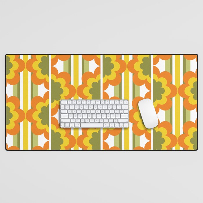 70's Summer' Orange Yellow Green Desk Mat