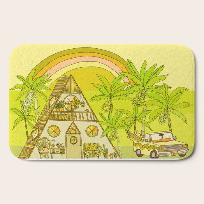 a frame simple living // banana pancakes // retro surf art by surfy birdy Bath Mat