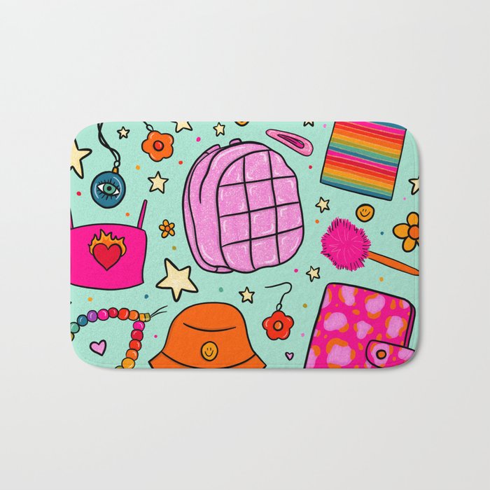 90's Things Print Bath Mat