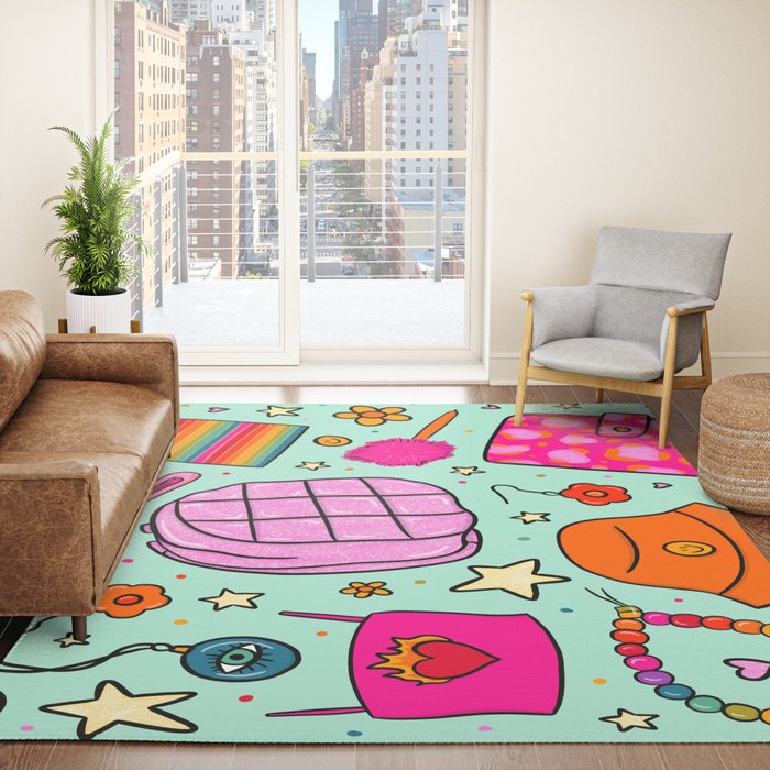 90's Things Print Rug