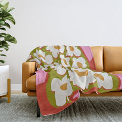 70's retro Bloom Throw Blanket