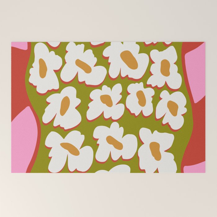 70's retro Bloom Welcome Mat