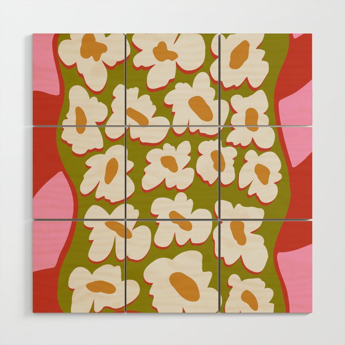 70's retro Bloom Wood Wall Art