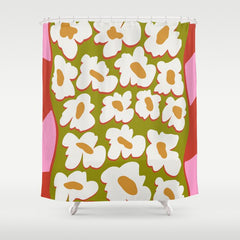 70's retro Bloom Shower Curtain