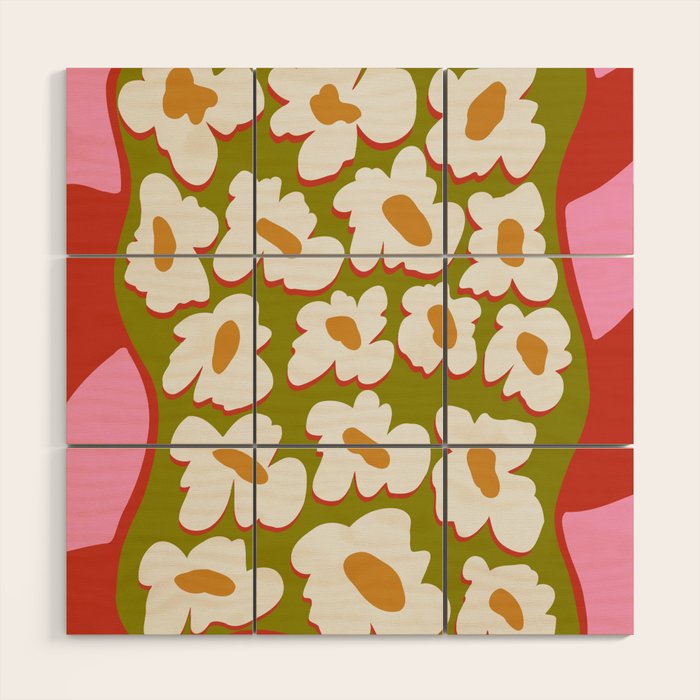 70's retro Bloom Wood Wall Art