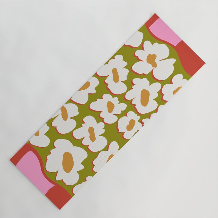 70's retro Bloom Yoga Mat