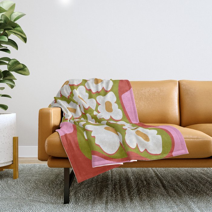 70's retro Bloom Throw Blanket