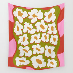 70's retro Bloom Wall Tapestry