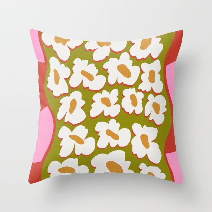 70's retro Bloom Throw Pillow