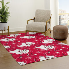 Tis The Season Retro Santa Red White Pattern Rug
