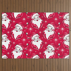 Tis The Season Retro Santa Red White Pattern Outdoor Rug