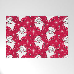 Tis The Season Retro Santa Red White Pattern Welcome Mat