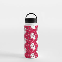 Tis The Season Retro Santa Red White Pattern Water Bottle