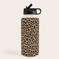 2000s leopard-black on tan Water Bottle