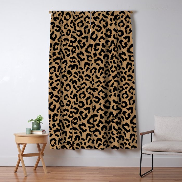 2000s leopard-black on tan Window Curtain