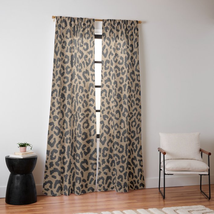 2000s leopard-black on tan Window Curtain