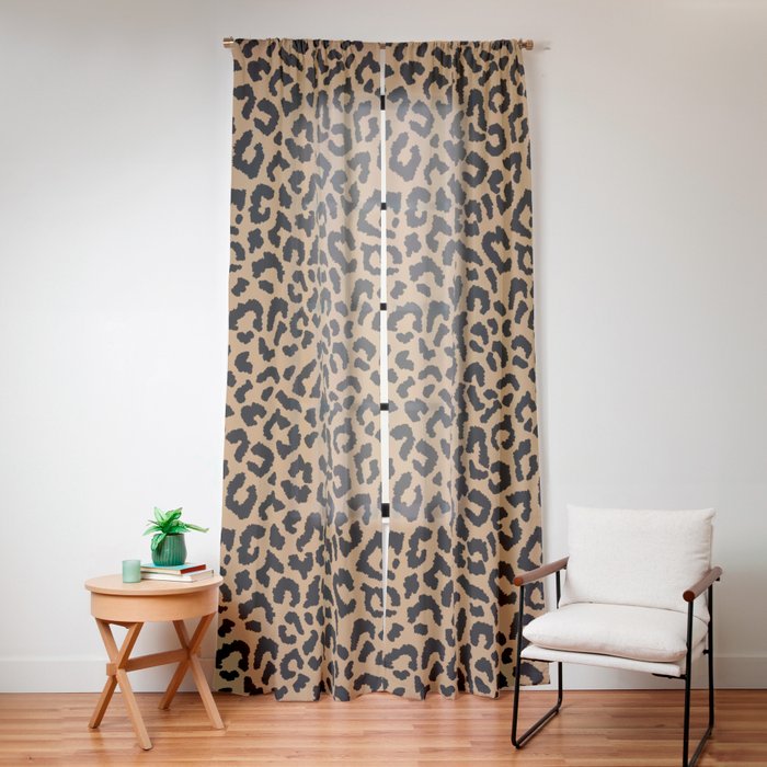 2000s leopard-black on tan Window Curtain