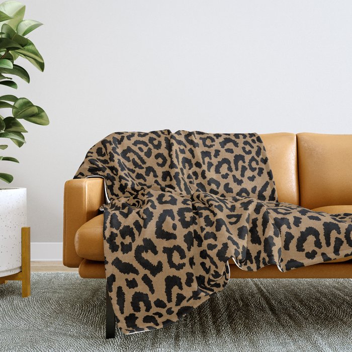 2000s leopard-black on tan Throw Blanket