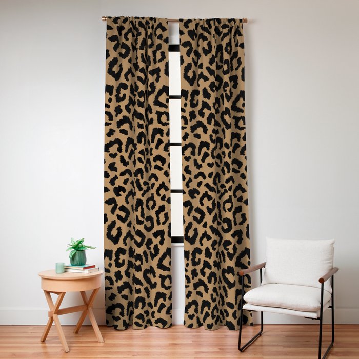 2000s leopard-black on tan Window Curtain