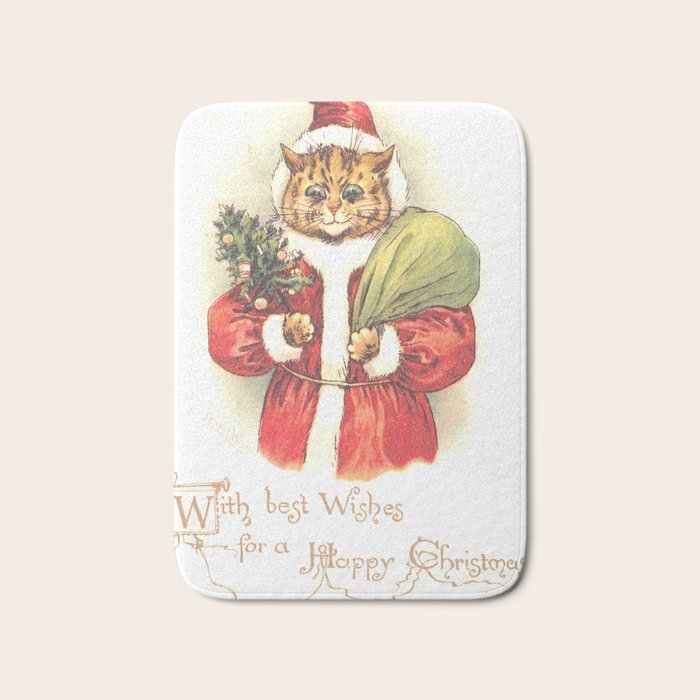 Father Christmas Cat' by Louis Wain Bath Mat