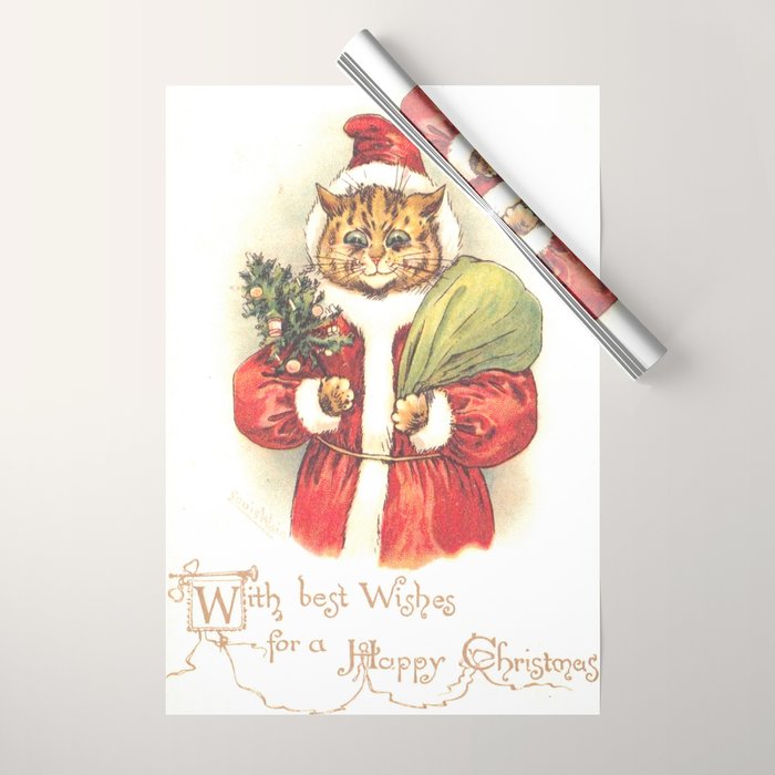 Father Christmas Cat' by Louis Wain Wrapping Paper