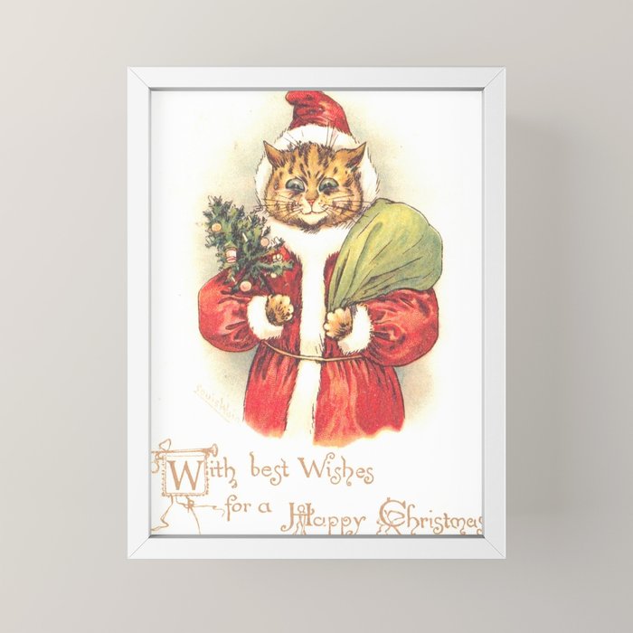 Father Christmas Cat' by Louis Wain Mini Art Print