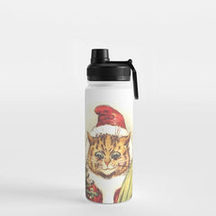 Father Christmas Cat' by Louis Wain Water Bottle