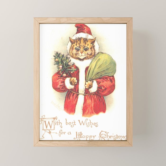 Father Christmas Cat' by Louis Wain Mini Art Print