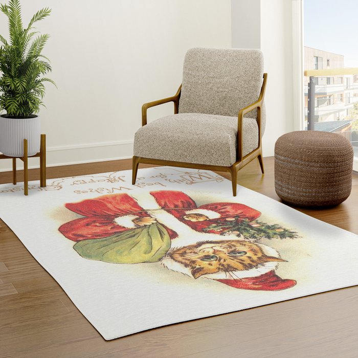 Father Christmas Cat' by Louis Wain Rug