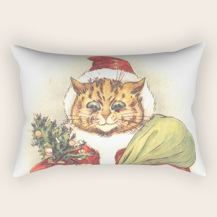 Father Christmas Cat' by Louis Wain Rectangular Pillow