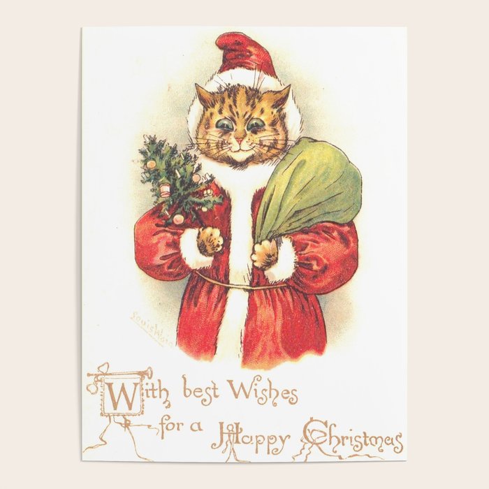 Father Christmas Cat' by Louis Wain Poster