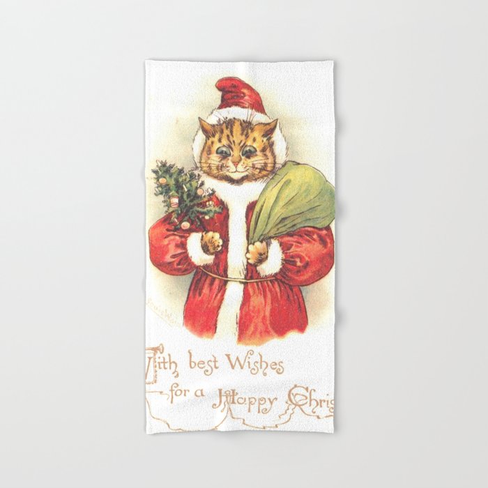 Father Christmas Cat' by Louis Wain Bath Towel