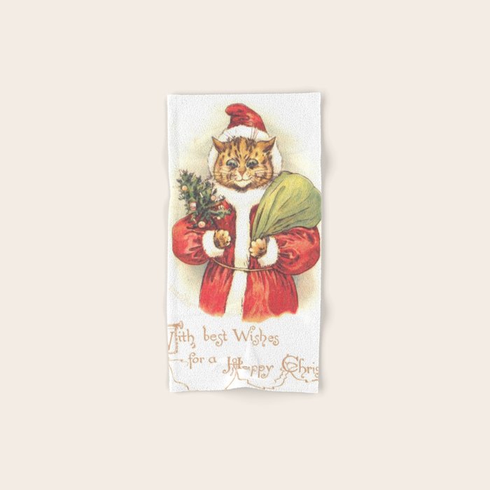 Father Christmas Cat' by Louis Wain Bath Towel