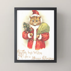 Father Christmas Cat' by Louis Wain Mini Art Print