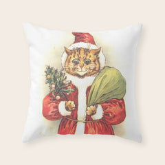 Father Christmas Cat' by Louis Wain Throw Pillow