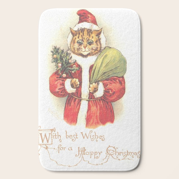 Father Christmas Cat' by Louis Wain Bath Mat