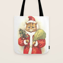Father Christmas Cat' by Louis Wain Tote Bag