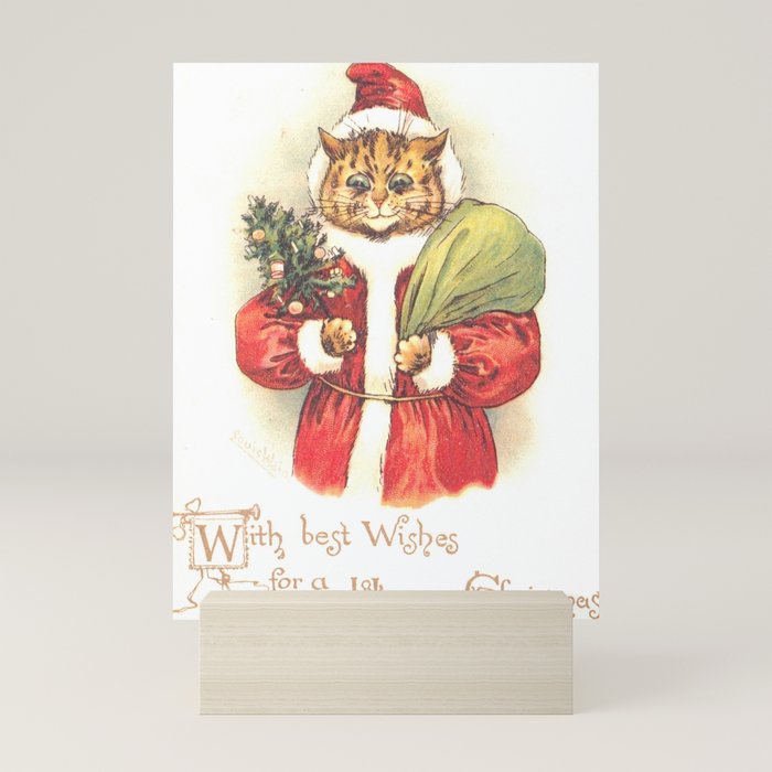 Father Christmas Cat' by Louis Wain Mini Art Print