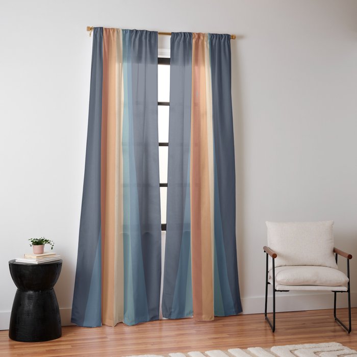 70's Retro Stripes Window Curtain