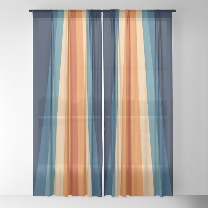 70's Retro Stripes Window Curtain