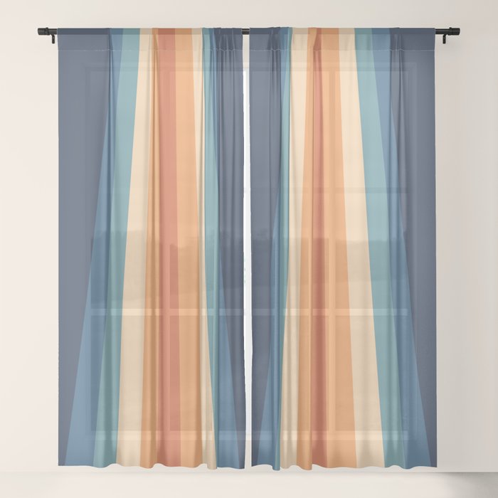 70's Retro Stripes Window Curtain