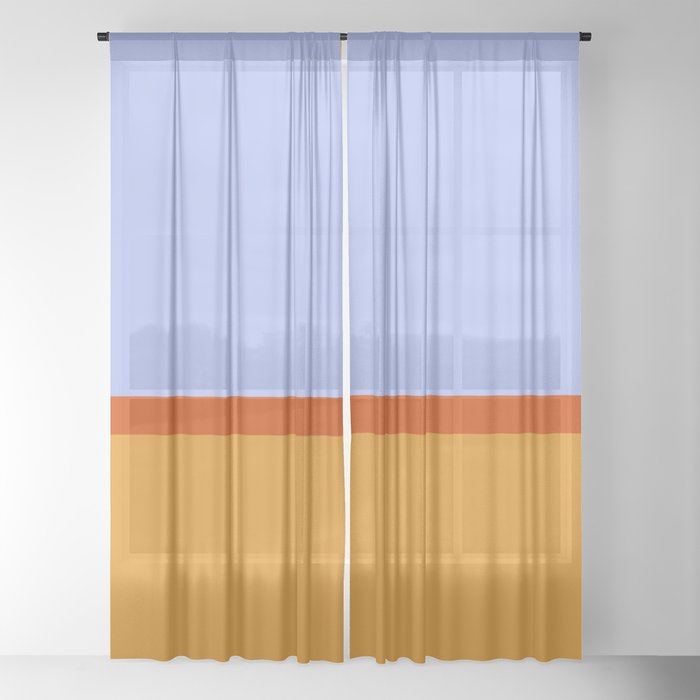 70s Summer Color Block Blue and Orange Window Curtain