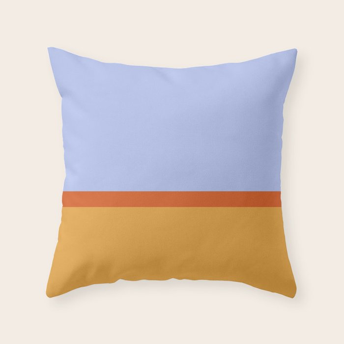 70s Summer Color Block Blue and Orange Throw Pillow