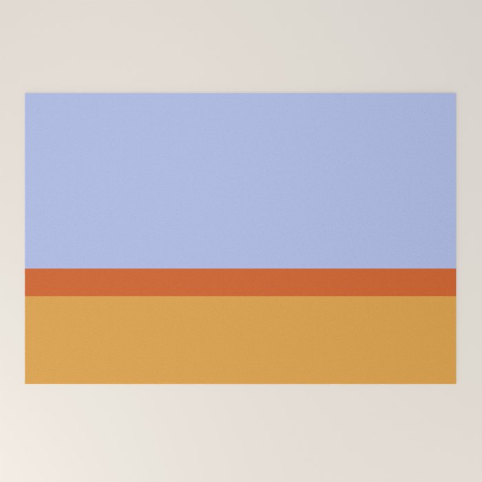 70s Summer Color Block Blue and Orange Welcome Mat