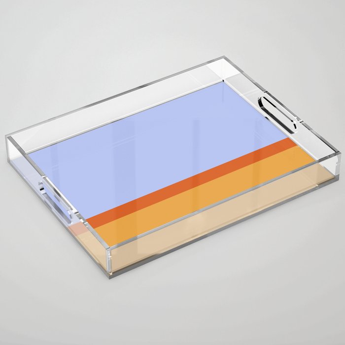 70s Summer Color Block Blue and Orange Acrylic Tray