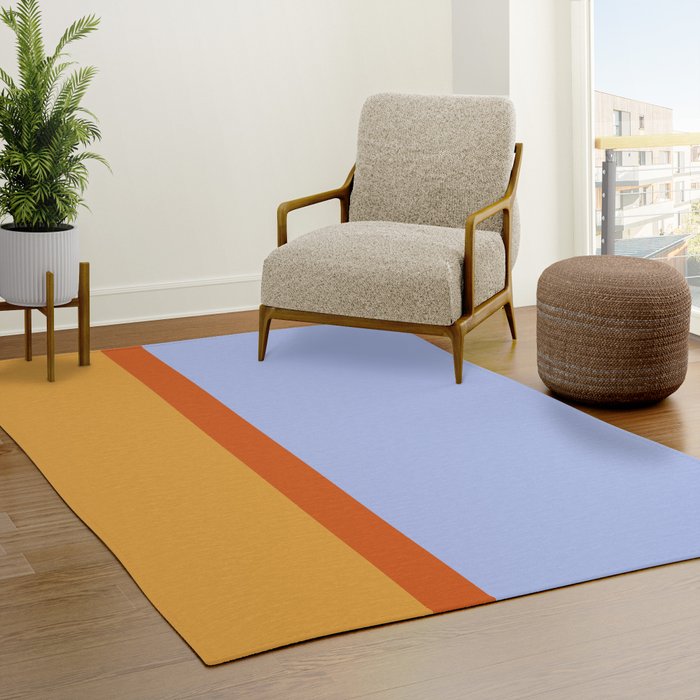 70s Summer Color Block Blue and Orange Rug