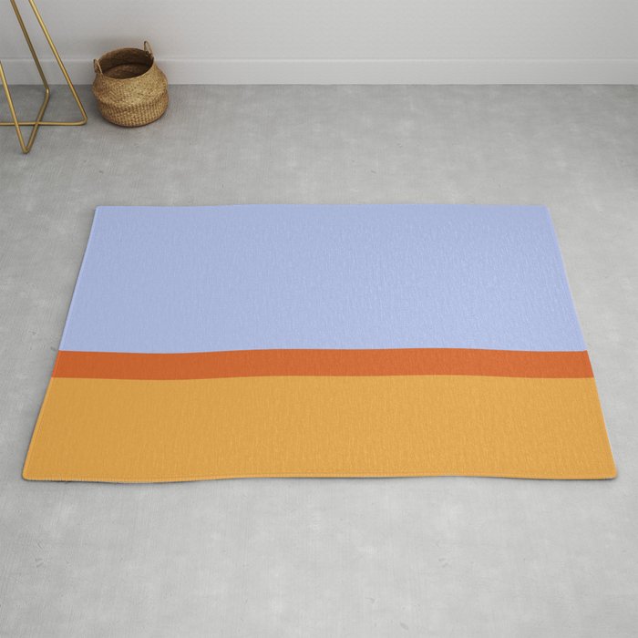 70s Summer Color Block Blue and Orange Rug