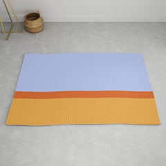 70s Summer Color Block Blue and Orange Rug